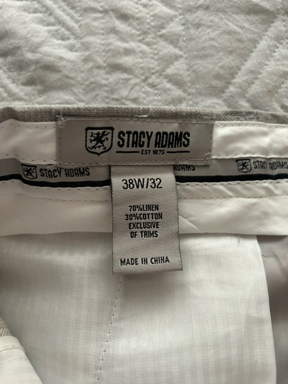 New No Tags Sharp Stacy Adam's Linen/Cotton Men's Light Gray Dress Pants 38/32